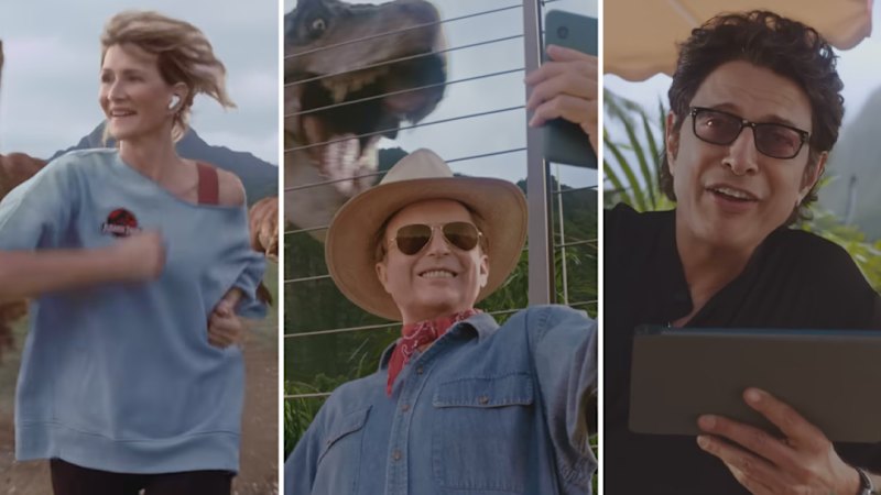 Laura Dern, Sam Neill and Jeff Goldblum reunite for Super Bowl ad