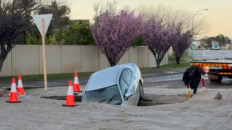 Car falls into sinkhole in Perth's south