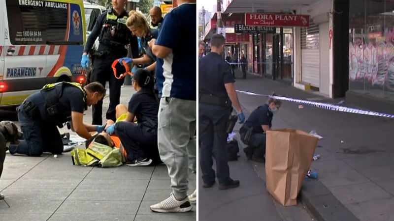 Man rushed to hospital after stabbing on busy Melbourne street