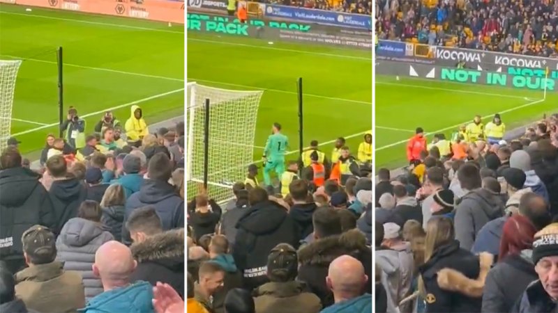 Goalkeeper confronts angry Wolves fans