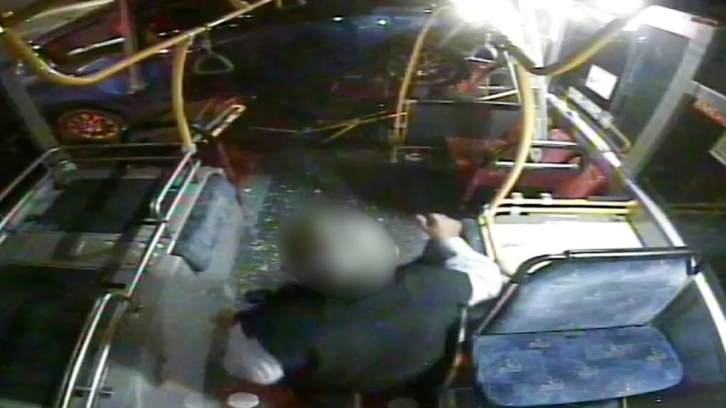 Footage from inside Brisbane bus after Toyota launched into it