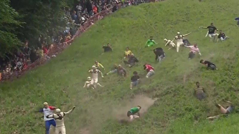 Annual cheese rolling race in UK