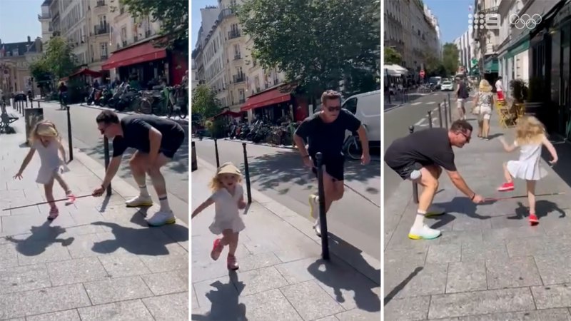 Karl's adorable Olympic training session with daughter Harper