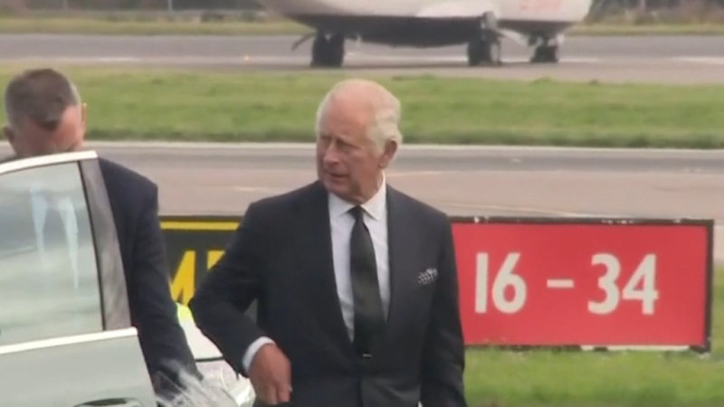King Charles III arrives at Aberdeen Airport
