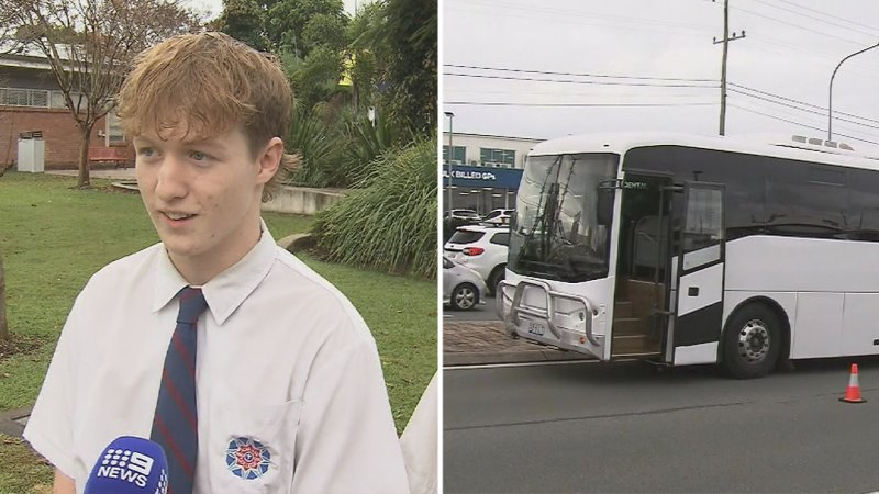 Gold Coast teen hailed as a hero for steering bus to safety