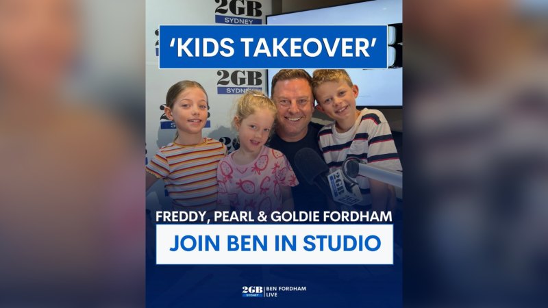 Ben Fordham’s children join him in the studio to share their blue bottle encounter