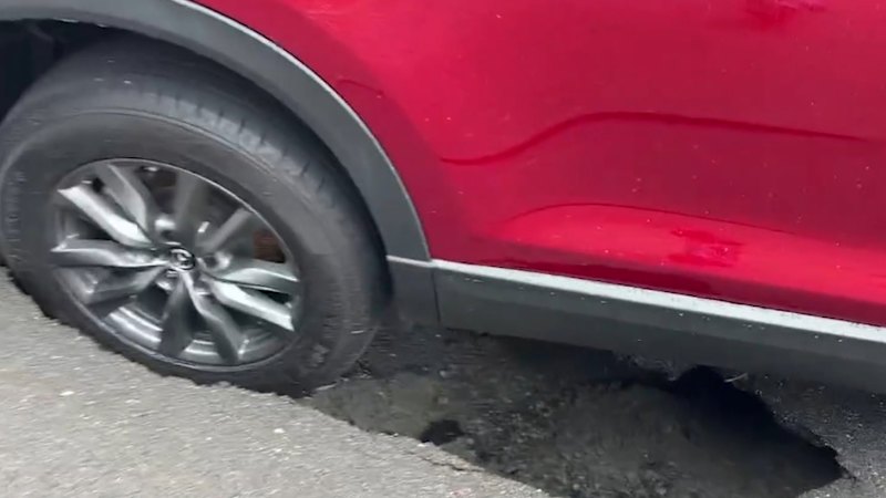 Sinkhole Emerges Under New Car in South Australia