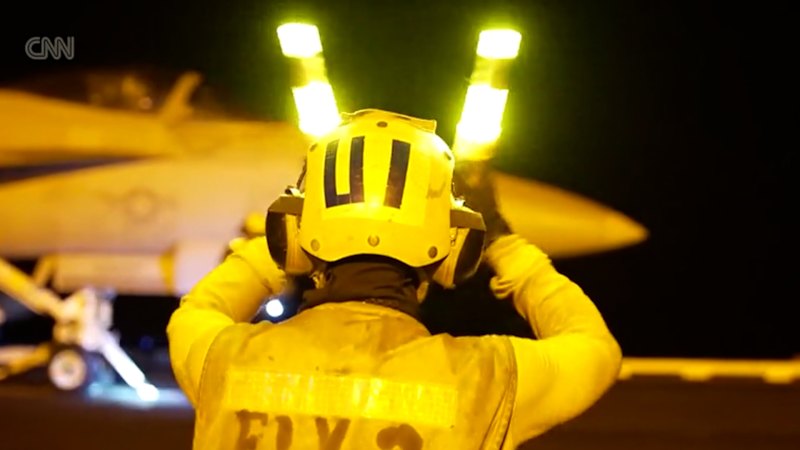 US fighter jets launch from USS Theodore Roosevelt for missions over Iran
