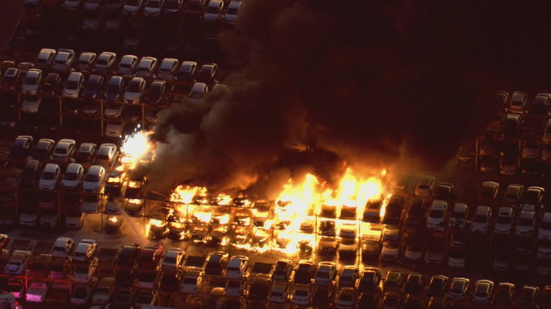Fire erupts at auction yard in Perth