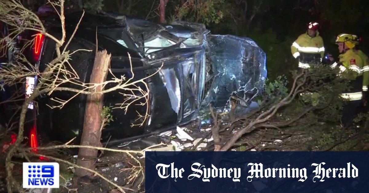 Mercedes ploughs through concrete wall in Sydney