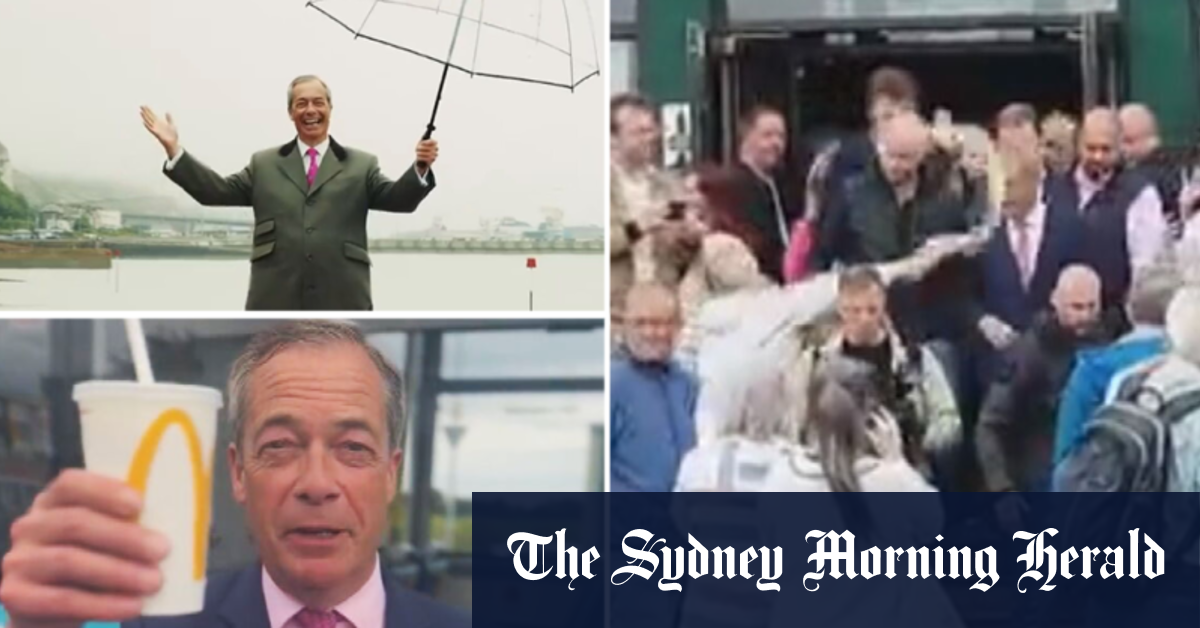 Woman throws milkshake at British politician Nigel Farage
