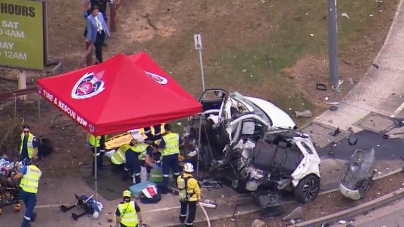 Man in hospital after dramatic crash in Sydney’s south-west