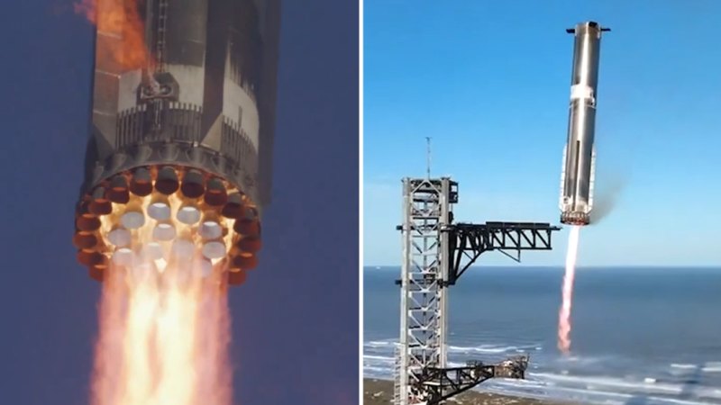 SpaceX rocket booster caught with mechanical arms