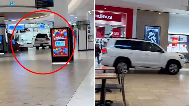Car drives through Melbourne shopping centre