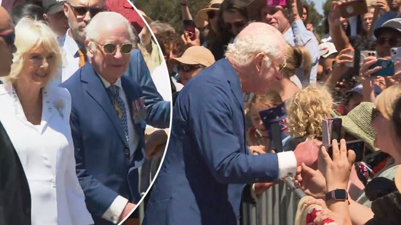 King Charles and Queen Camilla greet fans outside Australian War Memorial