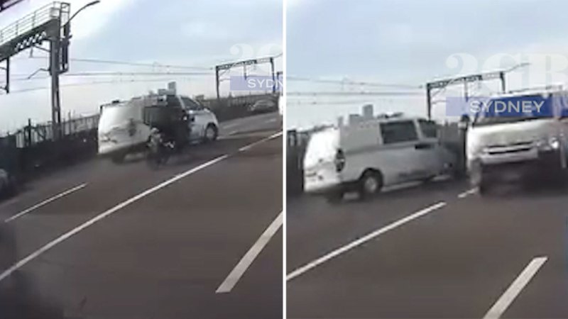 Motorcyclist rider injured in collision with police car on Sydney Harbour Bridge