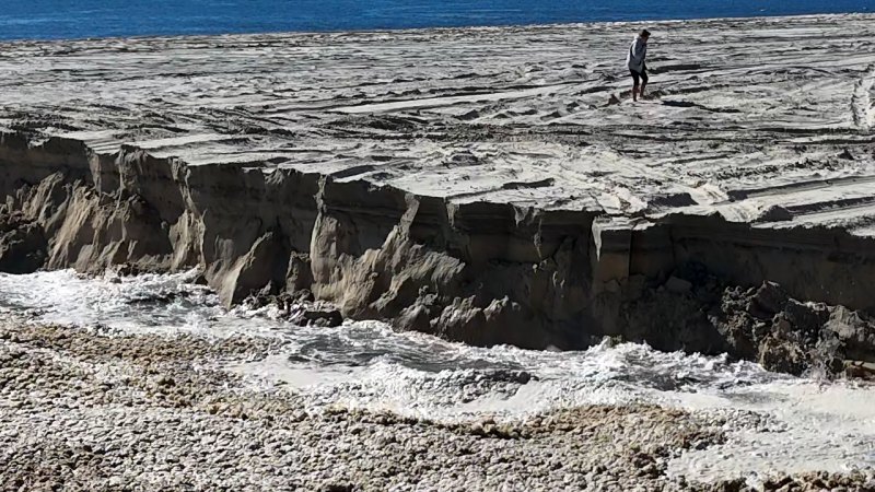 Moment sinkhole forms near popular camping spot