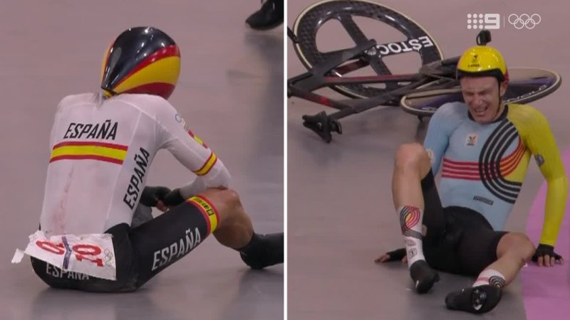 Chaos after multiple crashes in men’s madison final