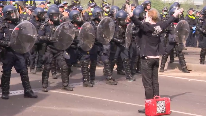 Protesters clash with police at Defence Expo