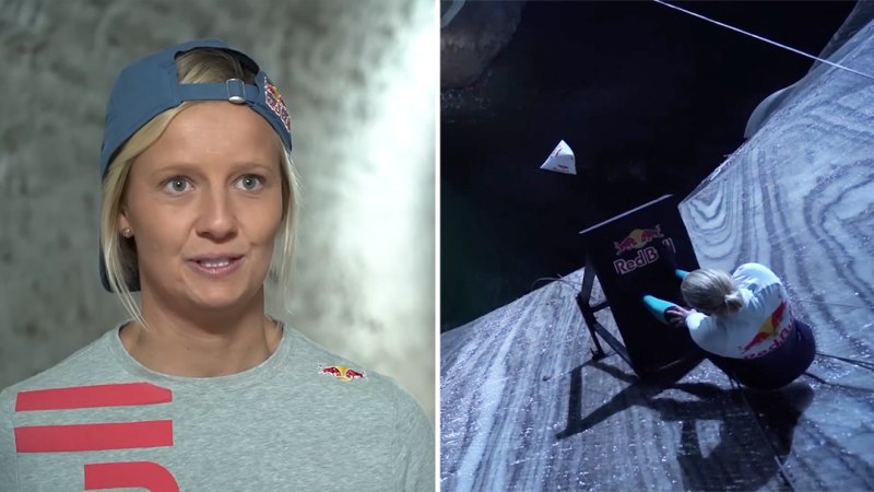 Aussie Rhiannan Iffland plummets 27m in wild underground cliff dive