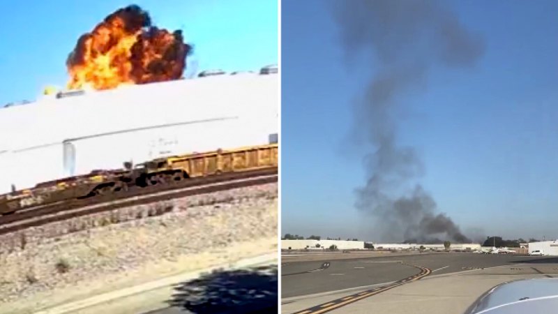 Plane crashes into building roof in California