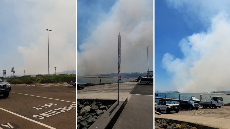 Views of the Sydney airport runway fire