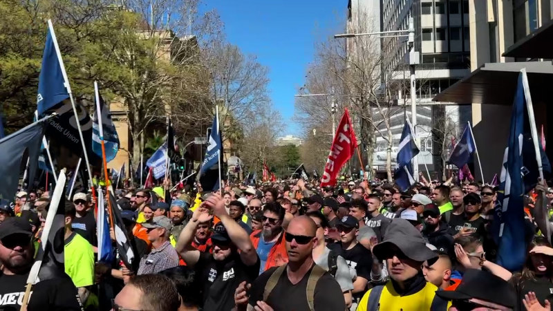 CFMEU rally outside NSW Parliament House