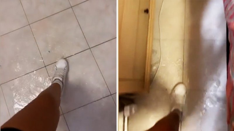 Landlord tells woman to use a 'couple of towels' to mop up ankle-length flooding in home