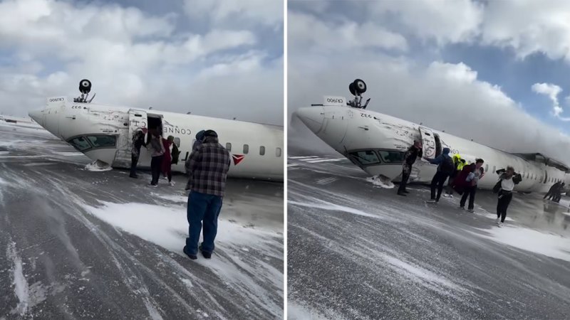 Passengers escape plane after crash on runway in Toronto