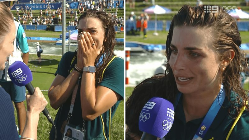 ‘I’m in awe’: Jess Fox weeps in emotional interview after sister’s gold