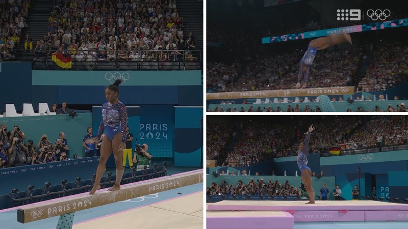 Simone Biles delivers strong performance on balance beam