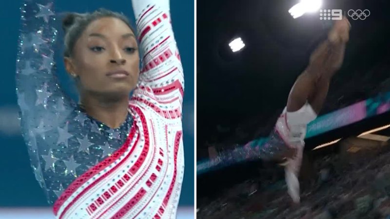 Biles nails vault despite calf injury