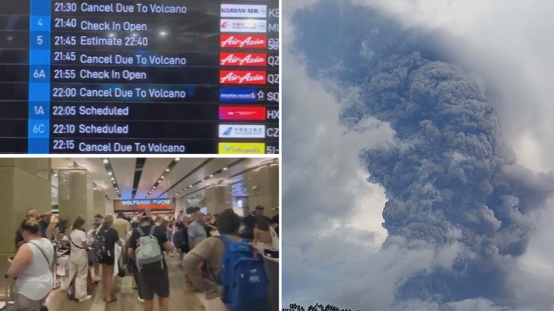 Bali flights cancelled as Indonesian volcano unleashes ash clouds