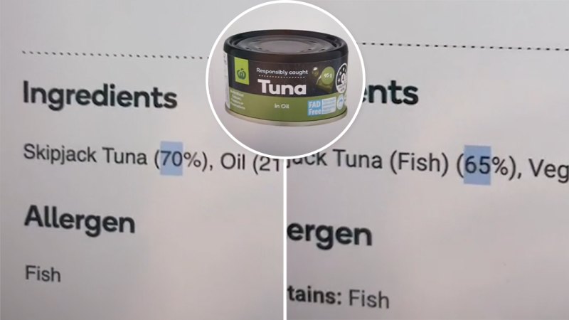 Tuna in Woolworths cans shrinks by 5 per cent