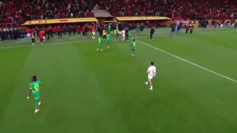 Players storm off the field before final whistle