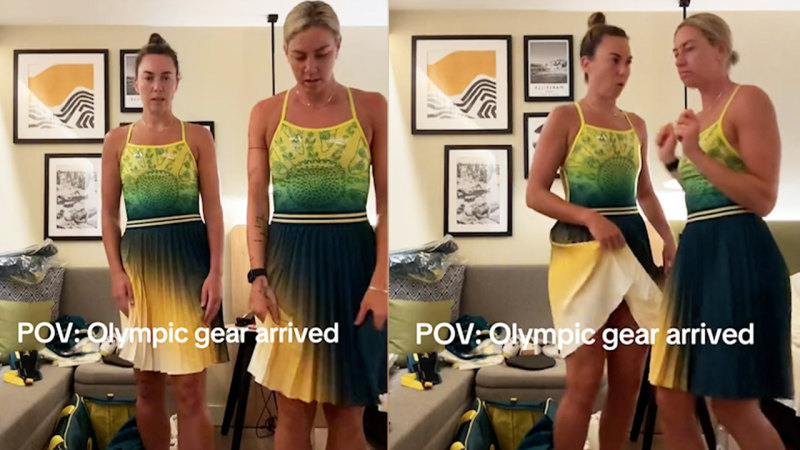 Matildas stars try on Aussie uniform