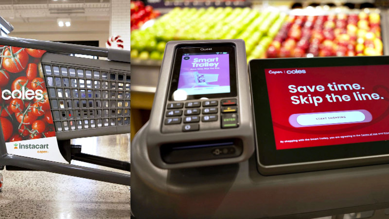 Coles to trial smart AI-powered trolleys in supermarkets so shoppers can skip the checkout