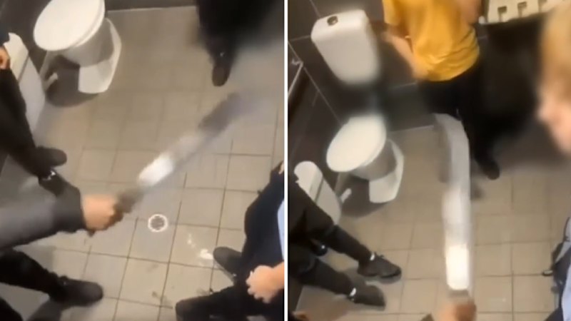 Shocking footage of McDonald's machete fight revealed