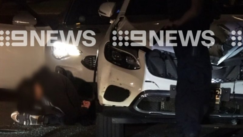 Two teenagers arrested after alleged hit-run at a Gold Coast petrol station