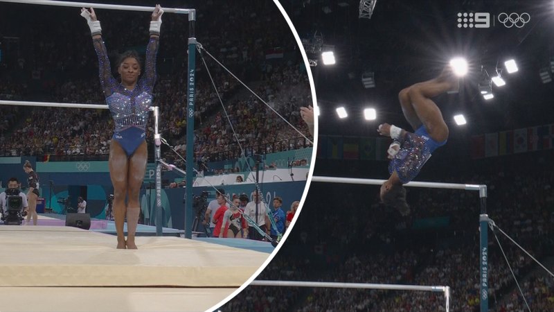 Slight concern for Biles on uneven bars