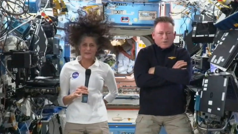 NASA astronauts stuck on space station answer questions