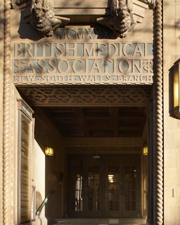 The impressive, ornate exterior of the entrance to BMA House.