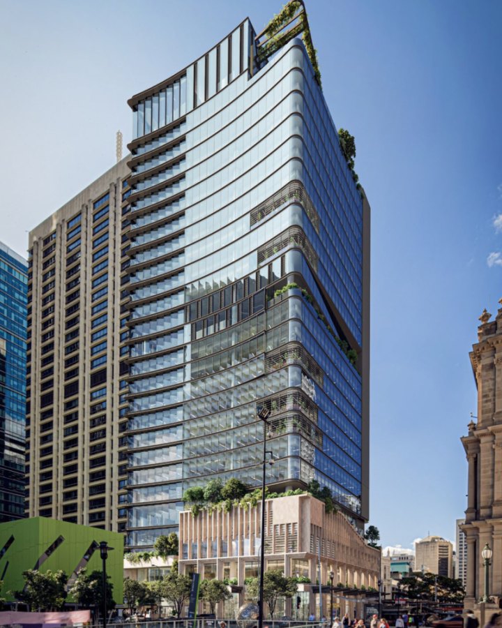 Charter Hall has submitted plans for a 26-storey tower at the top of Queen Street Mall. Earlier plans were for 34 storeys.
