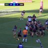 Brumbies captain Allan Alaalatoa gifted the Crusaders an easy try after failing to see Sevu Reece with the ball.