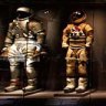 Cosmic fashion ... space suits on display at the Kennedy Space Centre.