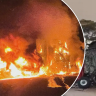Three die after fiery crash between road train and truck
