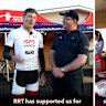 Senior Liberal MP Angus Taylor supports the Plymouth Brethren Christian Church's charity, the Rapid Relief Team, as it provides food for the Pollie Pedal bike ride.