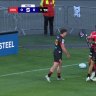 A quick-thinking Noah Hotham made the most of some clear air, running past the Chiefs' defence before a grubber kick set up Chay Fihaki for the first try in Christchurch.
