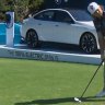 Cameron Smith's tee shot on the famous 15th hole at Kingston Heath started right, and stayed right