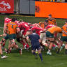 Wales captain Dewi Lake scores from a rolling maul in the second Test against the Wallabies in Melbourne.
